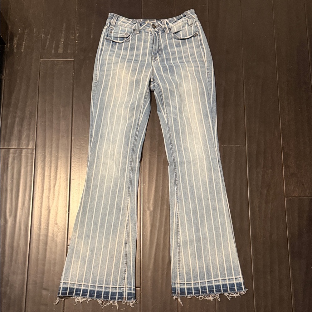 Rock & Roll Denim Striped Flare Jeans